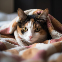 In this stunning photograph, a majestic black cat captivates with its intense gaze and captivating green eyes.