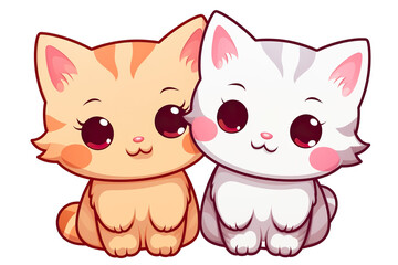 Obraz premium kawaii cute cats, kittens sticker image, in the style of kawaii art, meme art, animated gifs isolated white background PNG