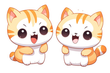 kawaii cute cats, kittens sticker image, in the style of kawaii art, meme art, animated gifs isolated white background PNG