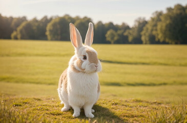 Rabbit posing in nature on a summer day- Easter 
