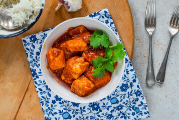 Salmon curry with basmati rice