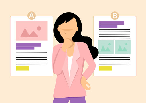 Business person compare and analysis split testing AB Testing Adverts