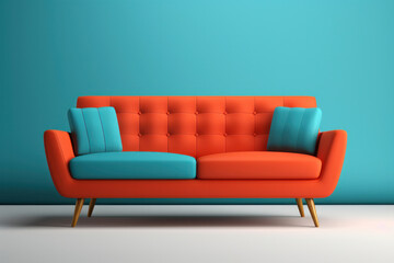 vintage sofa on isolated pastel background