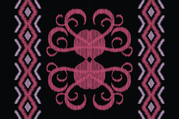 Ethnic Ikat fabric pattern geometric style.African Ikat embroidery Ethnic oriental pattern black background. Abstract,vector,illustration.Texture,clothing,frame,decoration,carpet,motif.
