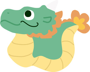 辰年の年賀状に使える可愛くデフォルメした龍のカラーイラスト