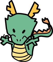 辰年の年賀状に使える可愛くデフォルメした龍のカラーイラスト