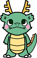 辰年の年賀状に使える可愛くデフォルメした龍のカラーイラスト