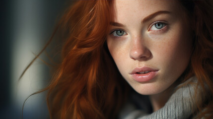 Image of young attractive woman with redhead