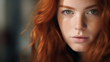 Naklejka premium Image of young attractive woman with redhead