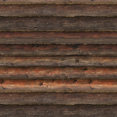 3d illustration of wall texture with horizontal logs, wooden wall material