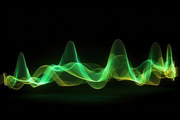 Abstract sound waves, frequency audio waveforms, Music wave with neon green and yellow lights, ai generative