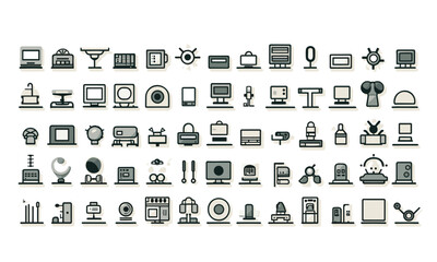 Icon collection for the internet. comprising web design, computer, network, website, server, hardware, software, and programming Collection of vector solid icons.