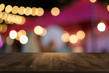 Empty wooden table in front of abstract blurred background of coffee shop . can be used for display or montage your products.Mock up for display of product