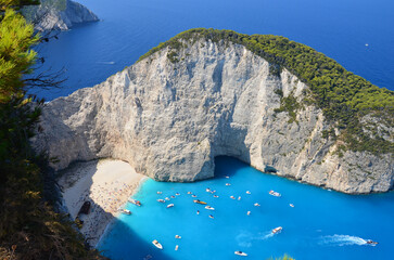 Navagio beach (shipwreck), Greece. View from above