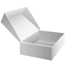 Cool Realistic White Package Cardboard Box Opened. For Software, electronic device and other products. Vector illustration