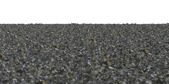 3d illustration of gravel isolated on transparent, human eye view