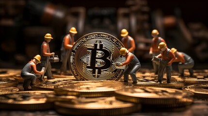 Bitcoin mining pool distributing rewards among contributing miners Generative AI