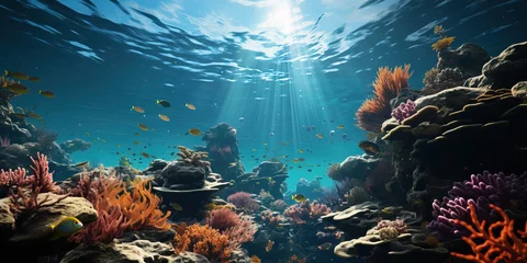 Fototapete Unterwasser Beautiful and amazing coral reef landscape in the ocean