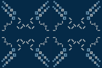 Ethnic Ikat fabric pattern geometric style.African Ikat embroidery Ethnic oriental pattern blue background. Abstract,vector,illustration.Texture,clothing,frame,decoration,carpet,motif.