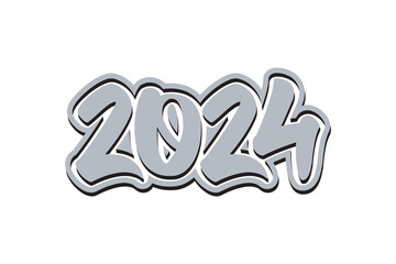 2024 new year lettering text on white background. Vector illustration.