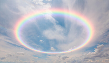 Halo is an optical phenomenon that belongs to the  ice-crystal halos - Circular rainbow cloud with...