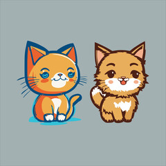 Cute Mascot Cat Simple Vector Art