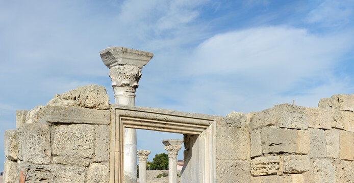 Early Christian basilica and Saint Vladimir Cathedral, Chersonesus, Sevastopol, Crimea.