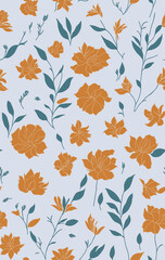 Orange flower seamless pattern created with generative AI