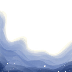 Beach watercolor Illustration, blue waves, summer clipart 