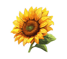 Sunflower flower isolated, vector illustration.