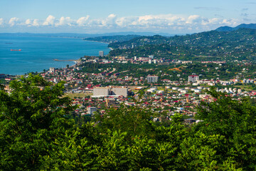 Fototapeta na wymiar Amazing view of the Black Sea and Batumi from distance
