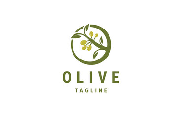 Olive oil logo design template flat vector 