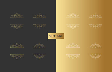 Set of golden frames ornaments logo design template