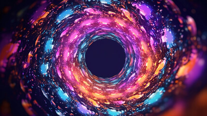 Light tunnel or light whirl vortex. Generative ai