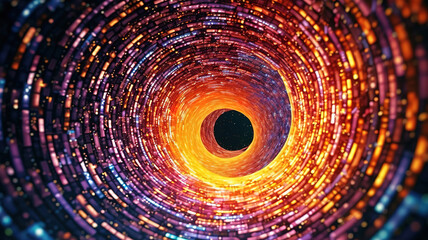 Whirl glowing tunnel and motion vortex in cosmic tunnel. Generative ai