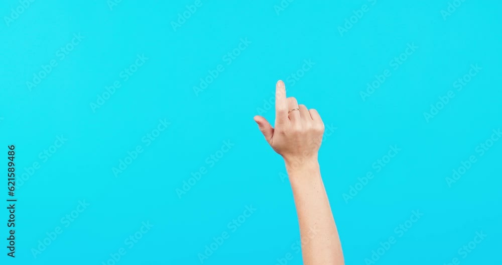 Poster hand, scroll and click on a mobile app, ux or interface on a search on the internet, web or social m