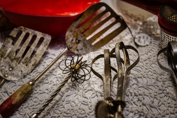 A fine collection of old vintage antique hand utensils for sale at a local shop here in Upstate NY....