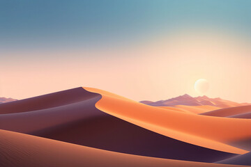 Beautiful realistic collage generated by ai of  sunset in african dessert beauty natural scene