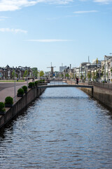 Netherlands, Delft, water canal on a bright sunny day