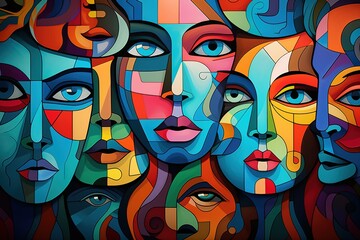 Abstract concept of different personalities. Generative AI.