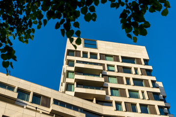 Netherlands, Hague white building against blue sky