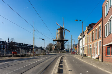 Netherlands, Delft, windmill on a building
