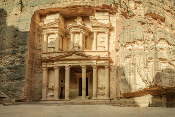El-Khazneh Treasure of Petra Archeologic Site in Jordan