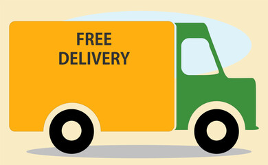 Truck icon with free delivery service logo.