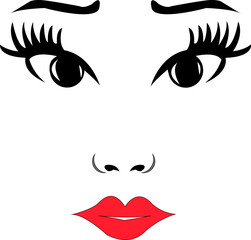 illustration of women face on white background, vector