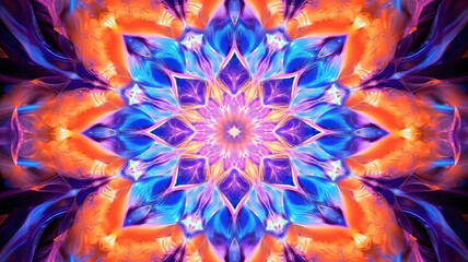 Kaleidoscope mandala abstract background mysterious art geometry. Generative ai