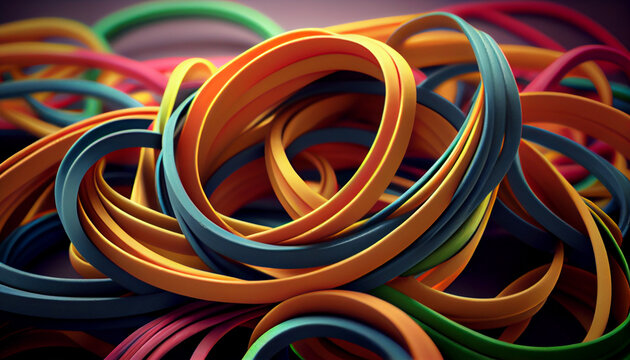 Rubber bands colorful background Ai generated image