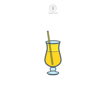 Lemonade Glass icon symbol vector illustration isolated on white background