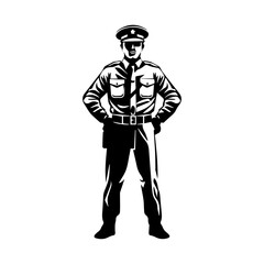 Obraz premium police officer silhouette illustration 