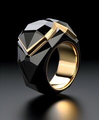 black and gold ring in a futuristic style. generative AI illustration.